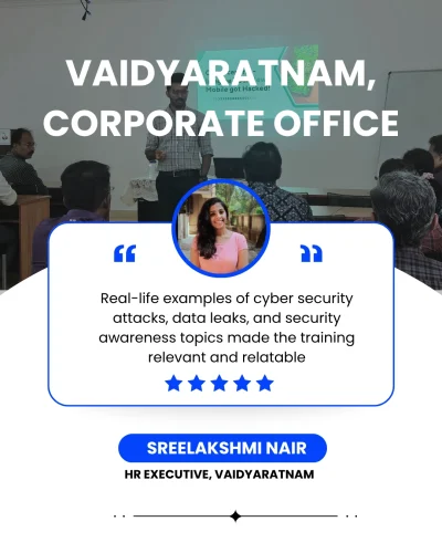 testimonial sreelakshmi best cyber security trainer in kerala